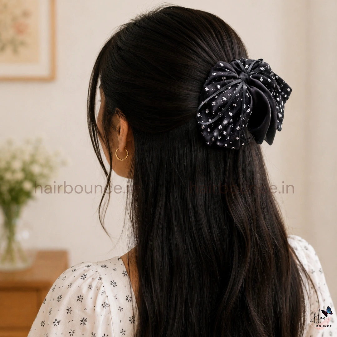Elegant Satin Bow Hair Claw Clip – Medium
