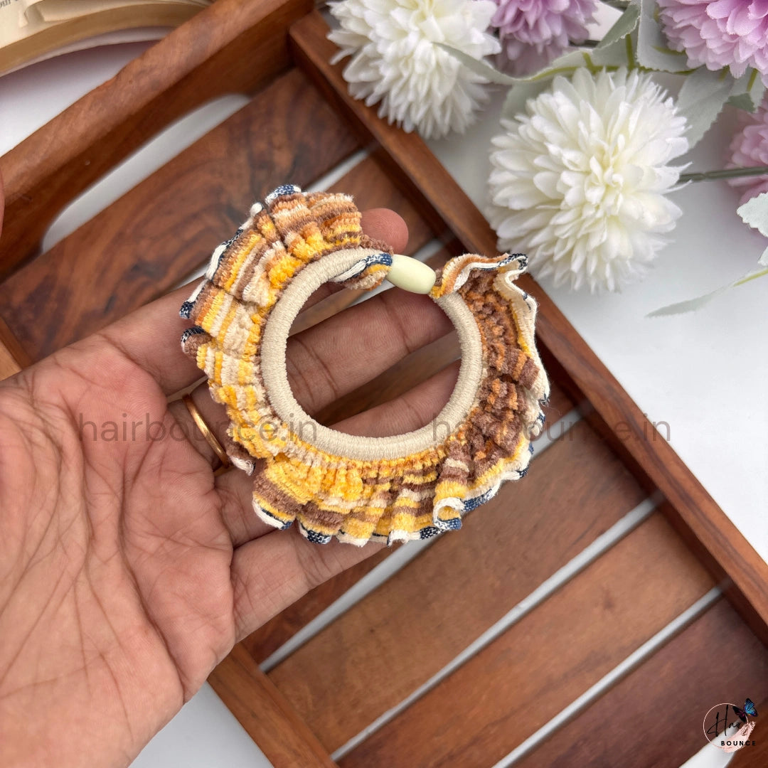 Ruffle Knit Hair Scrunchies for Women & Girls