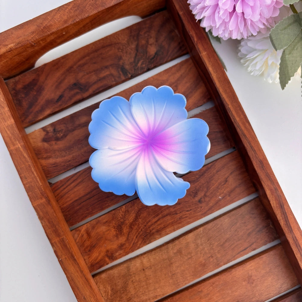 Smooth Matte Finish Hibiscus Hair Claw - Large