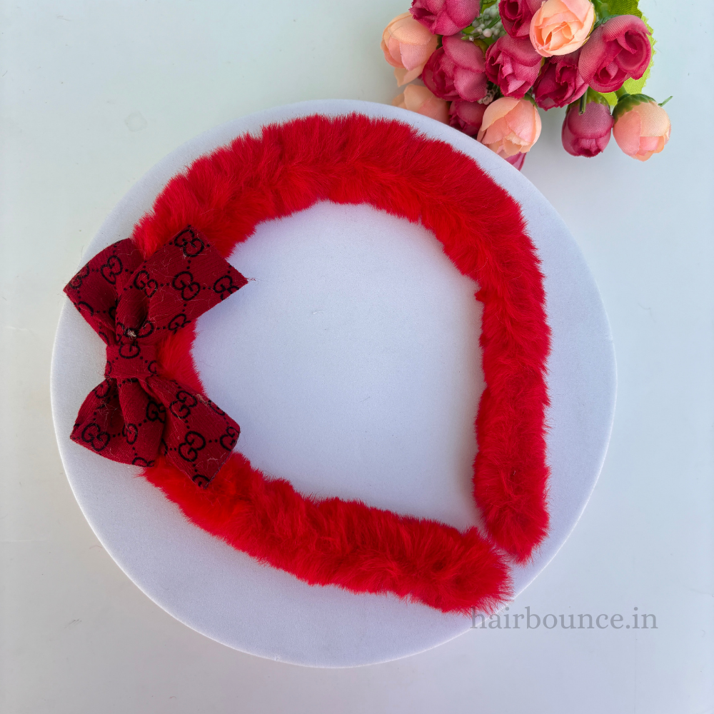 Fur Bow Cloth Headband