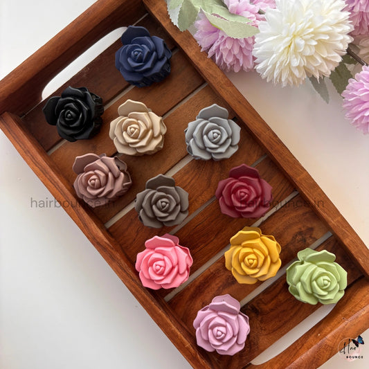 Matte Rose Flower Hair Claw - Small
