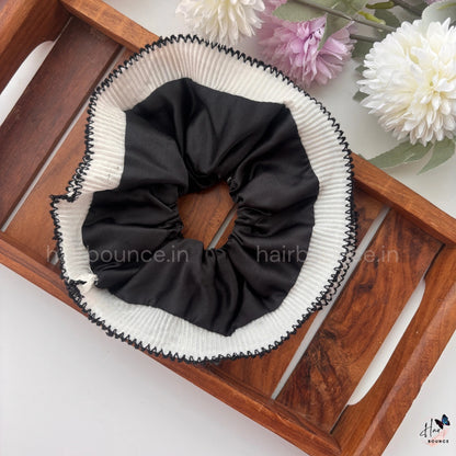 Pleated Ruffle Satin Scrunchie – Large