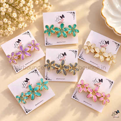 Glossy Floral Center Hair Clip