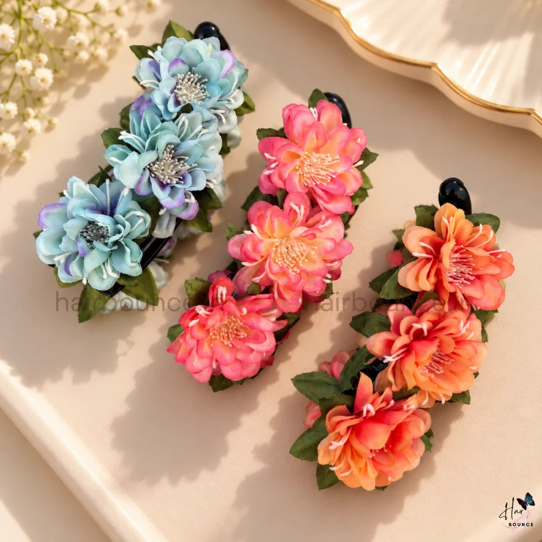 Floral Bloom Artificial Flower Banana Hair Clip – Large