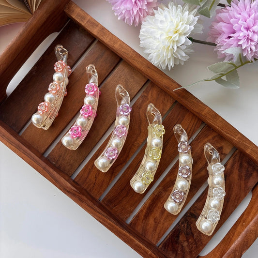 Pearl Blossom Banana Clip - Medium