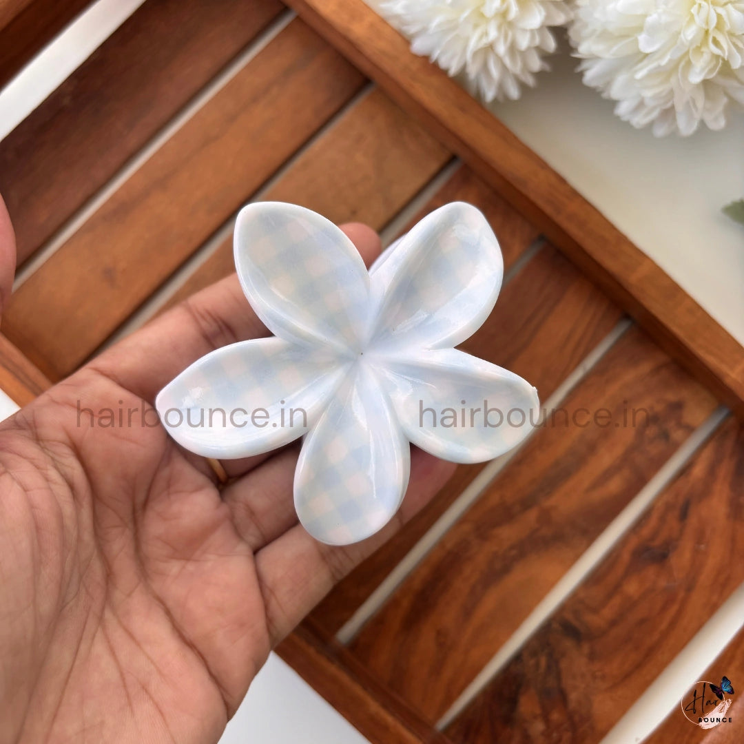 Pastel Check Flower Hair Claw – Large