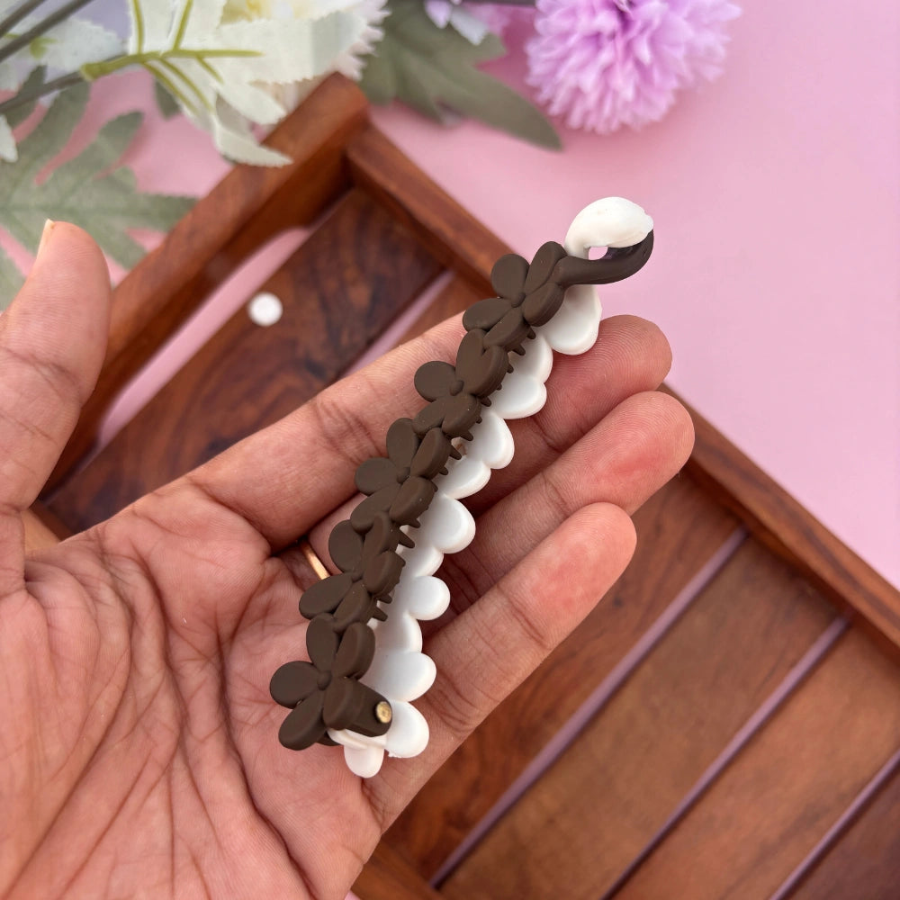Dual Colour Flower Lock Banana Clip