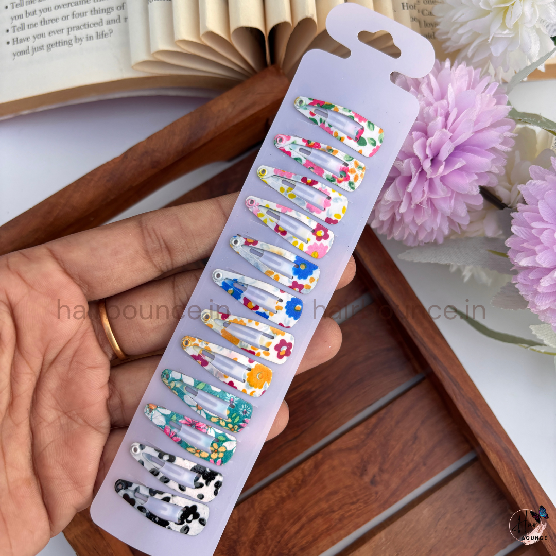 Vibrant Prints Tic Tac Hair Clips – Pack of 12