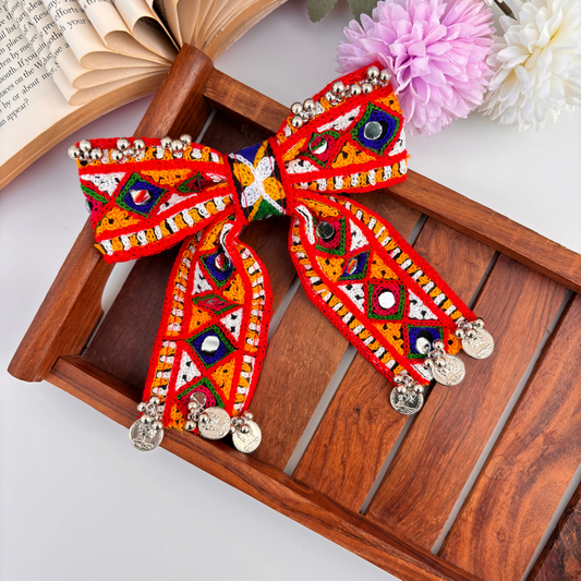 Navratri Coin Charm Bow Hair Clip