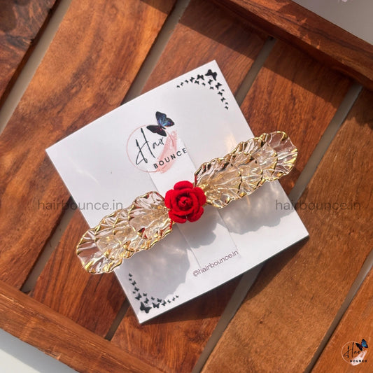 Golden Petal Rose Center Hair Clip