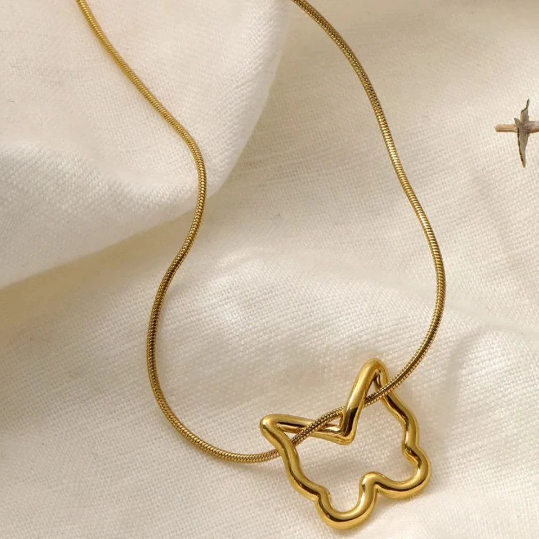 Kitty Outline Pendant Necklace