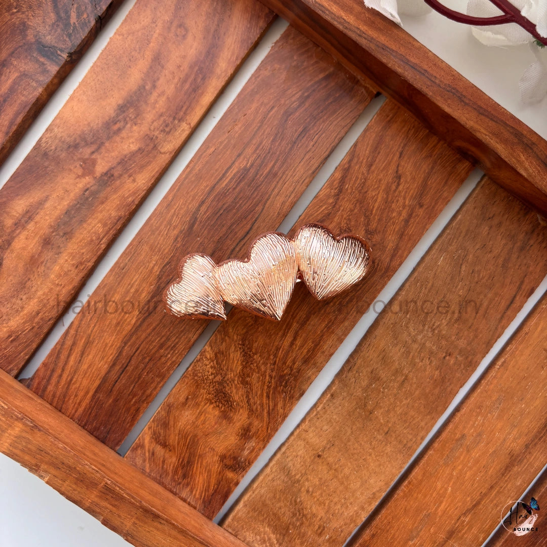 Triple Heart Metallic Center Hair Clip
