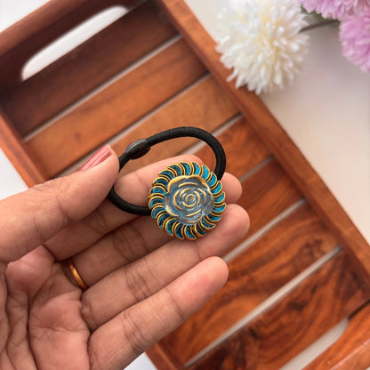 Blue Petal Spiral Hair Tie