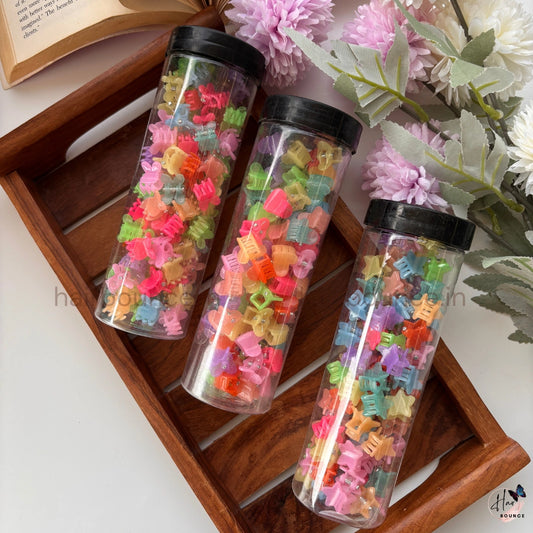 Mini Colorful Butterfly Hair Claw Set in Storage Tube – Cute Assorted Clips - Pack of 95