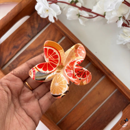 Fruit Print Flower Hair Claw – Large