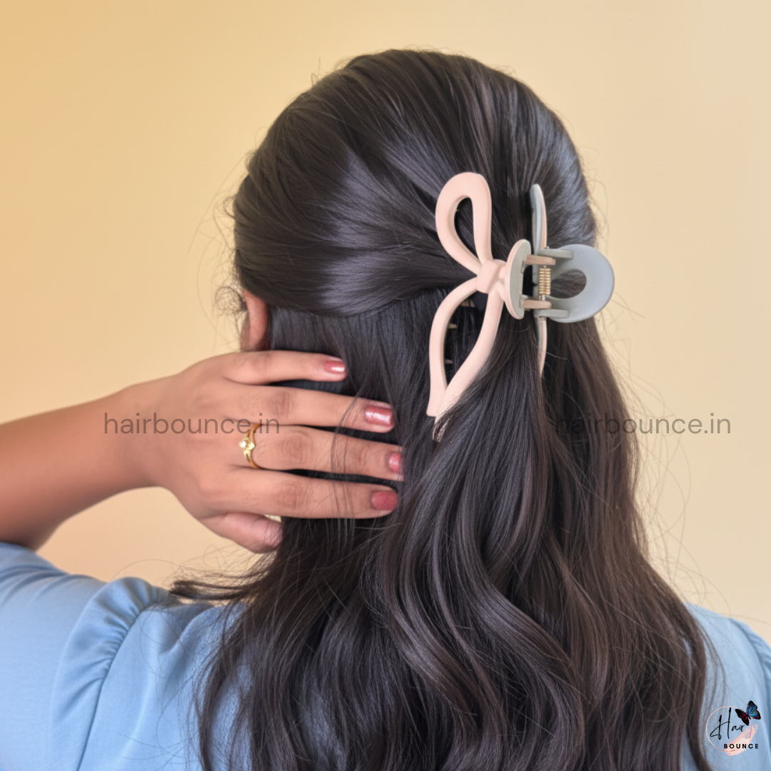 Dual Colour Ribbon Bow Hair Claw - Large