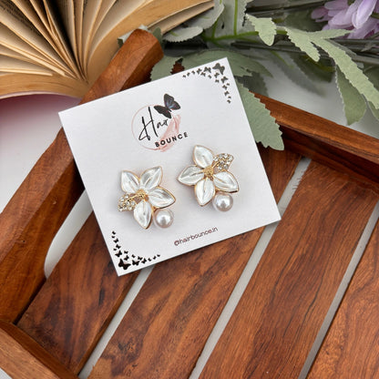 Blossom Pearl Petal Studs – White
