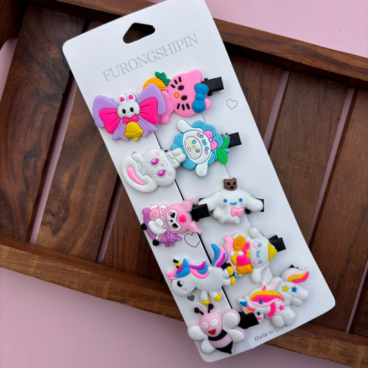 Kitty and Butterfly Mix Alligator Clips - Pack of 10