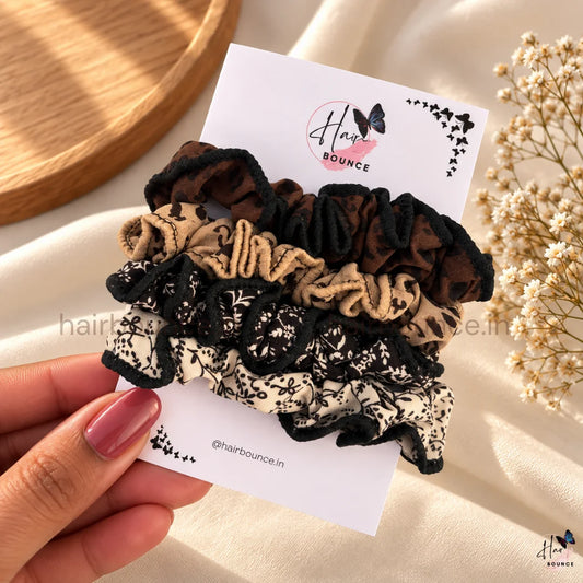 Leopard Print Fabric Hair Scrunchies for Women & Girls