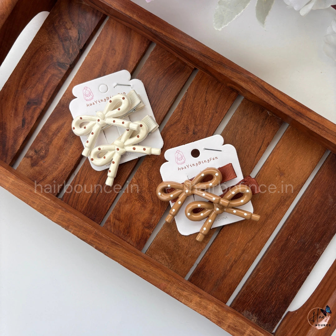 Polka Bow Alligator Hair Clips – Pack of 2