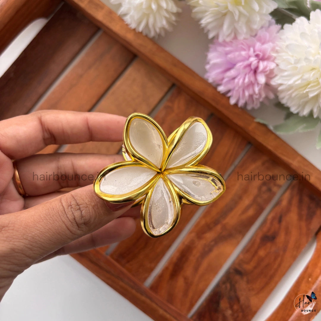 Golden Petal Flower Hair Claw - Medium
