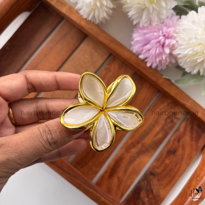 Golden Petal Flower Hair Claw - Medium