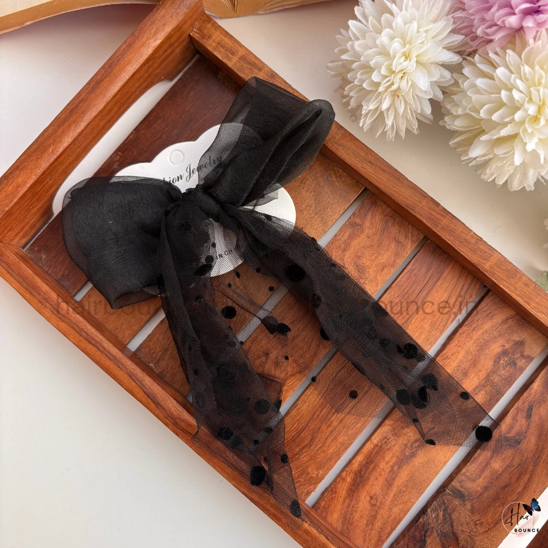 Chic Printed Satin Bow Hair Clip – Elegant Statement Style