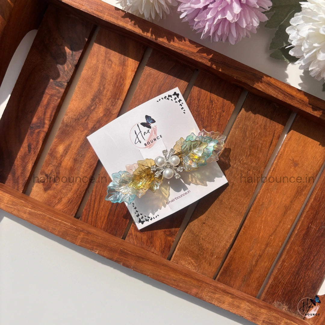 Multi-Tone Crystal Leaf Statement Clip - Assorted Colours