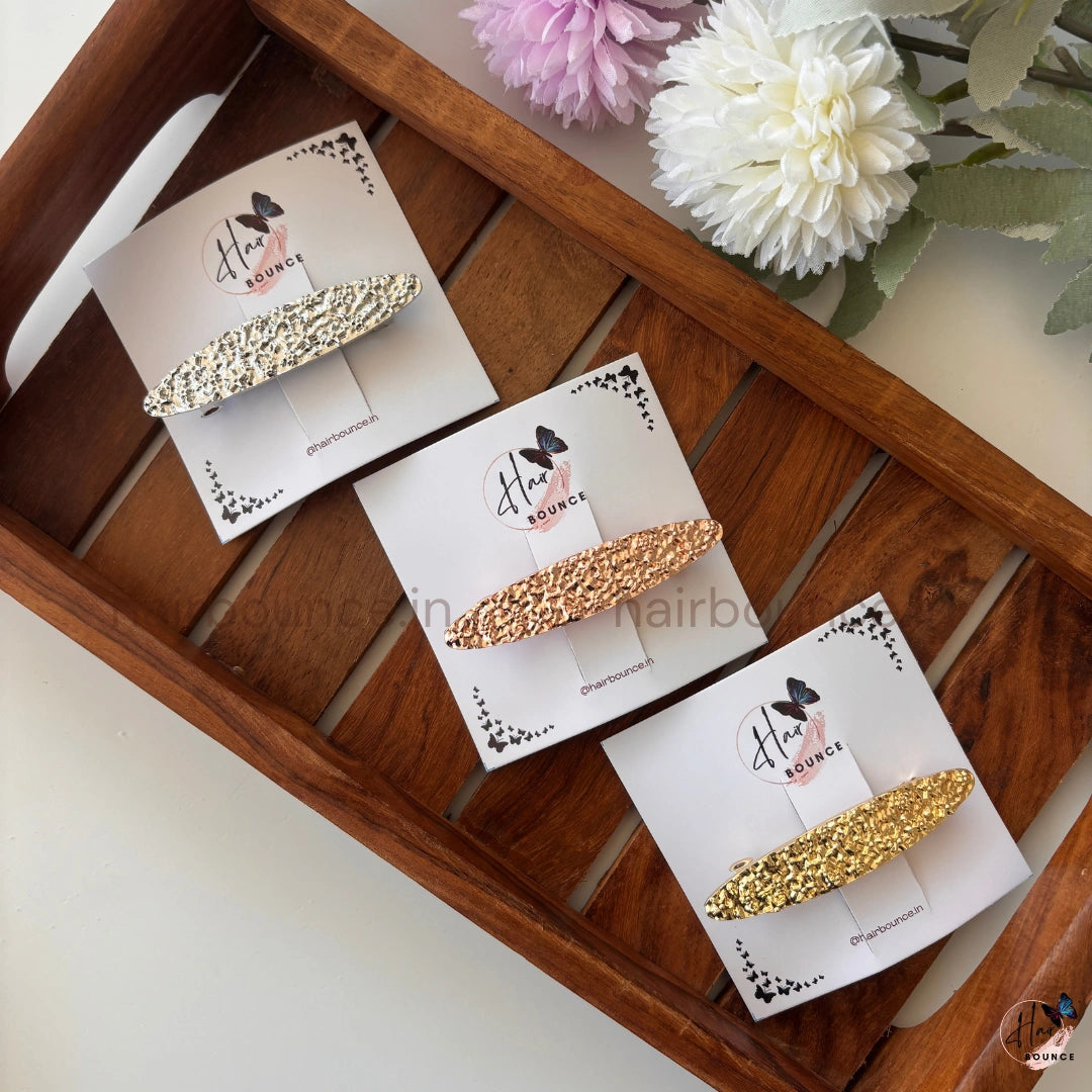 Aurora Sparkle Textured Oval Barrette – Glam Shine Collection