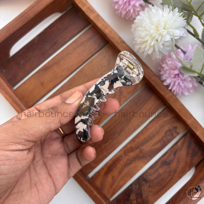 Marble Finish Curved Banana Hair Clip – Medium