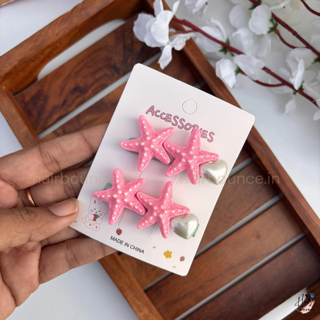 Starfish Alligator Hair Clips for Girls – Pack of 2
