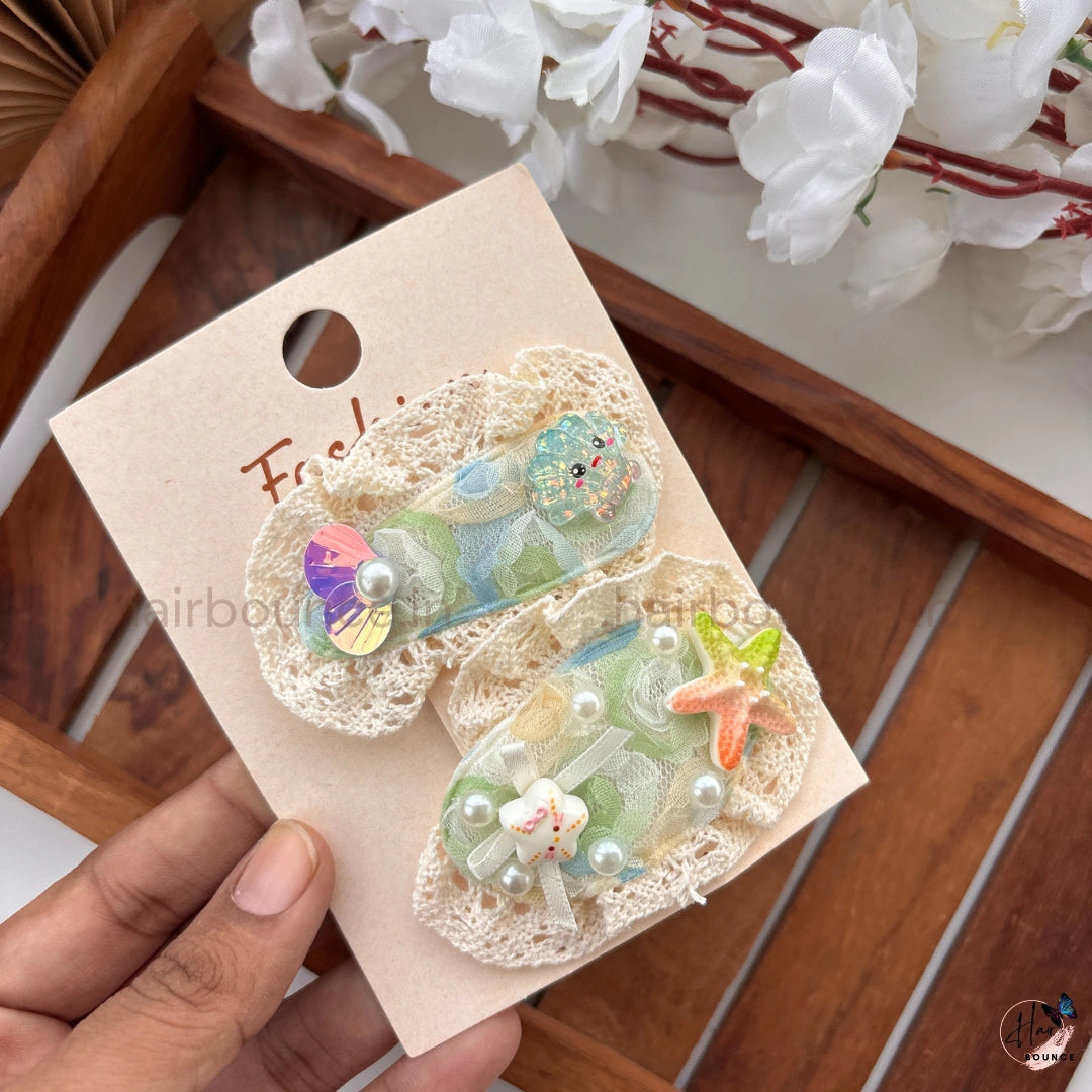Ocean Princess Handmade Hair Clips – Pack of 2