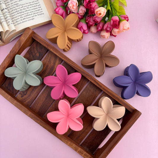 Colourful Flower Matte Finish Hair Claw - Large