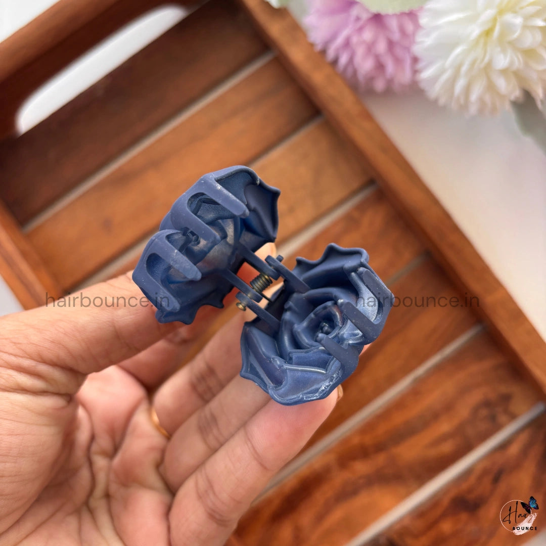 Matte Rose Flower Hair Claw - Small