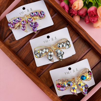 Premium Crystal Bow Center Clip