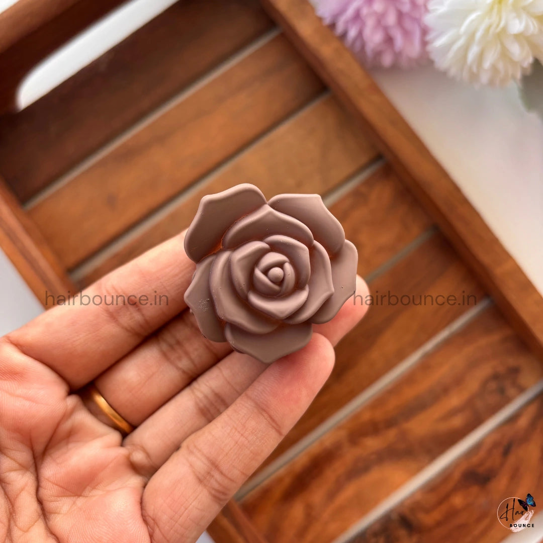 Matte Rose Flower Hair Claw - Small