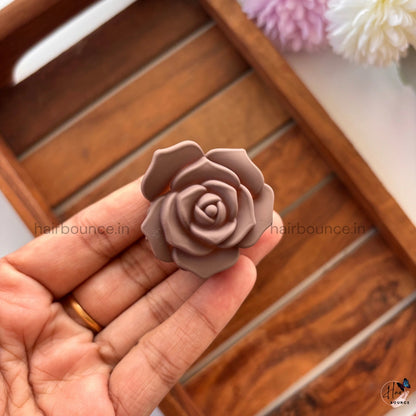 Matte Rose Flower Hair Claw - Small