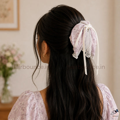 Floral Whisper Bow Hair Claw – Medium