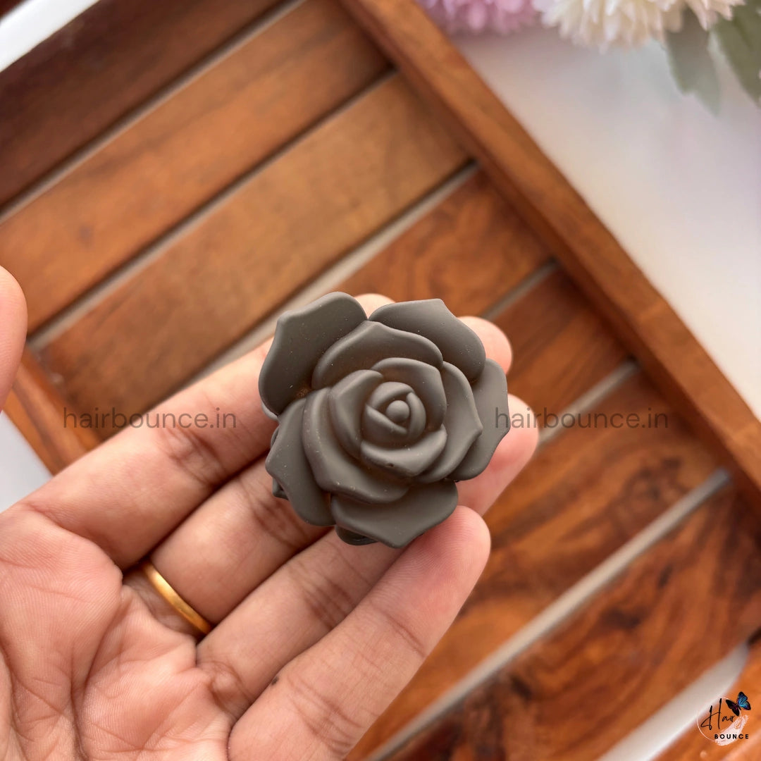 Matte Rose Flower Hair Claw - Small