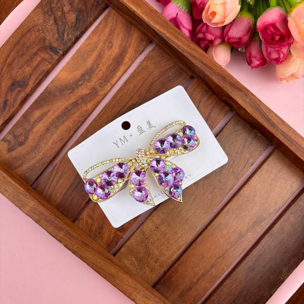 Premium Crystal Bow Center Clip