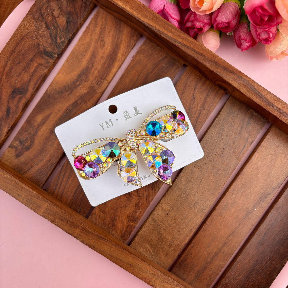 Premium Crystal Bow Center Clip