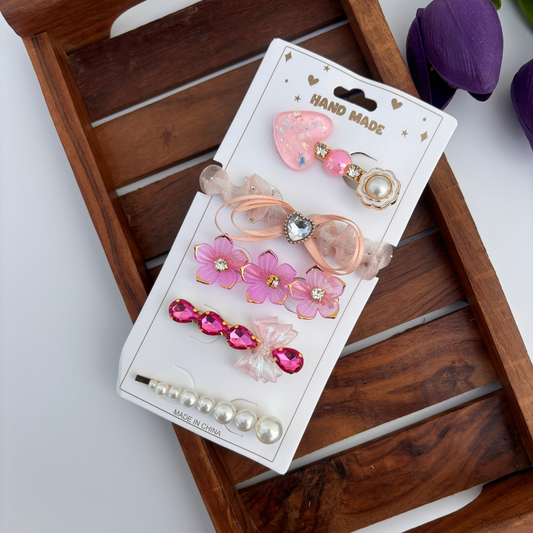 Princess Pearl Hair Set – 1 Scrunchie & 4 Clips