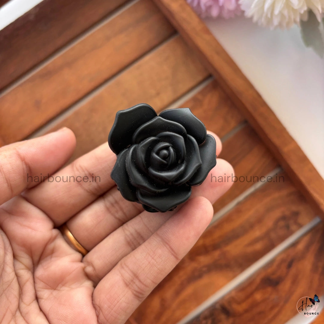 Matte Rose Flower Hair Claw - Small