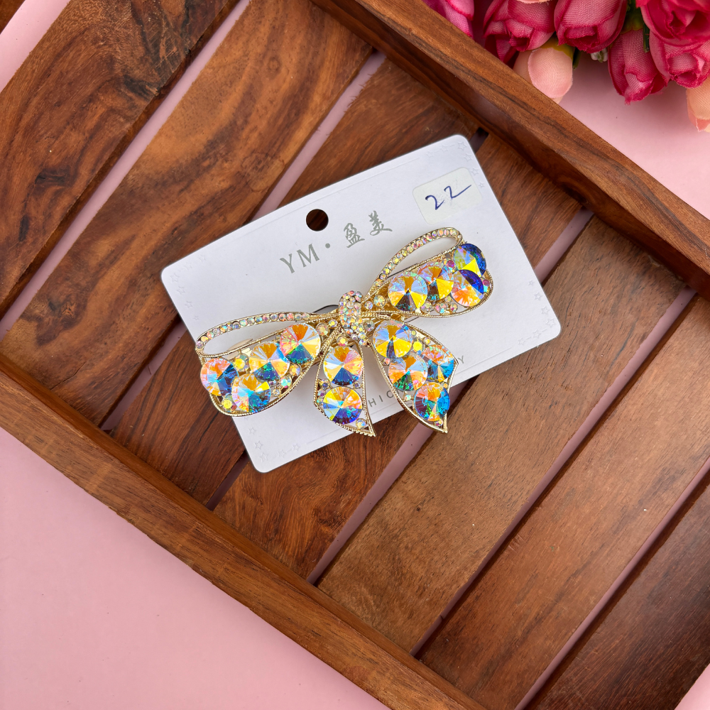 Premium Crystal Bow Center Clip