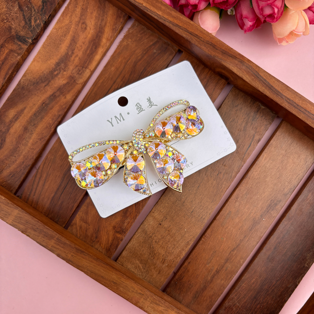 Premium Crystal Bow Center Clip