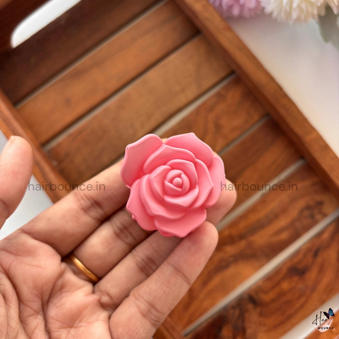 Matte Rose Flower Hair Claw - Small