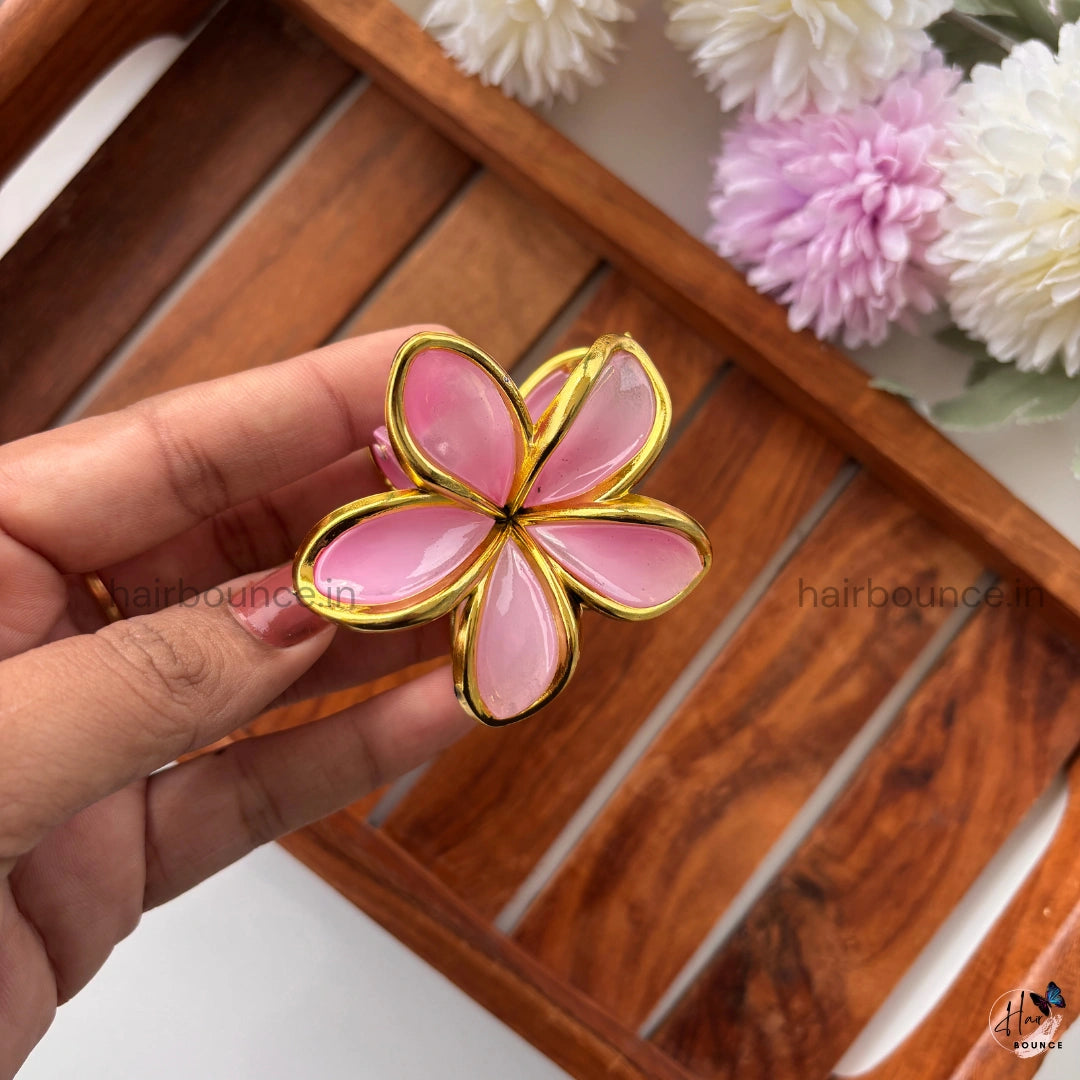 Golden Petal Flower Hair Claw - Medium