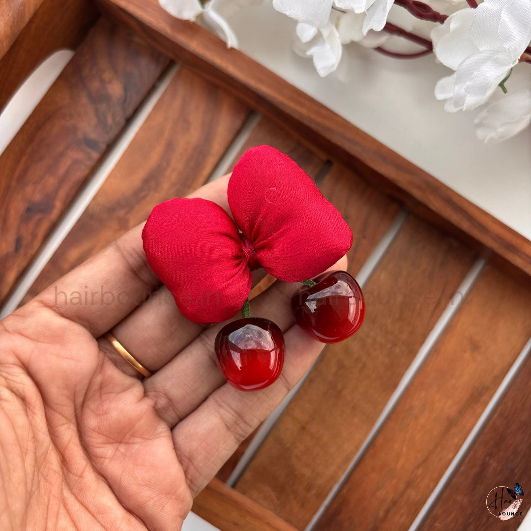 Cherry Bow Alligator Hair Clip – Red
