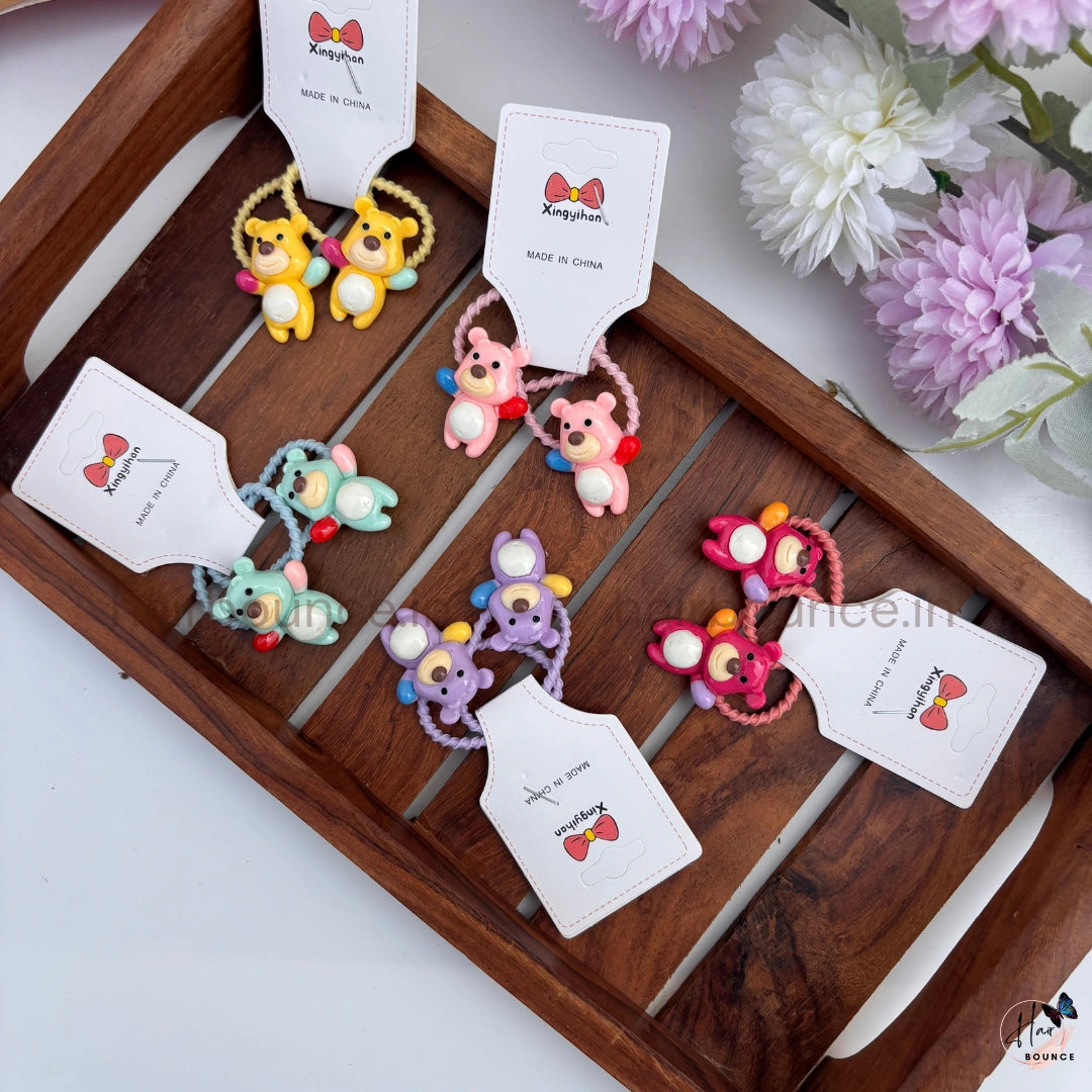Cute Teddy Bear Hair Ties for Girls – Pack of 2