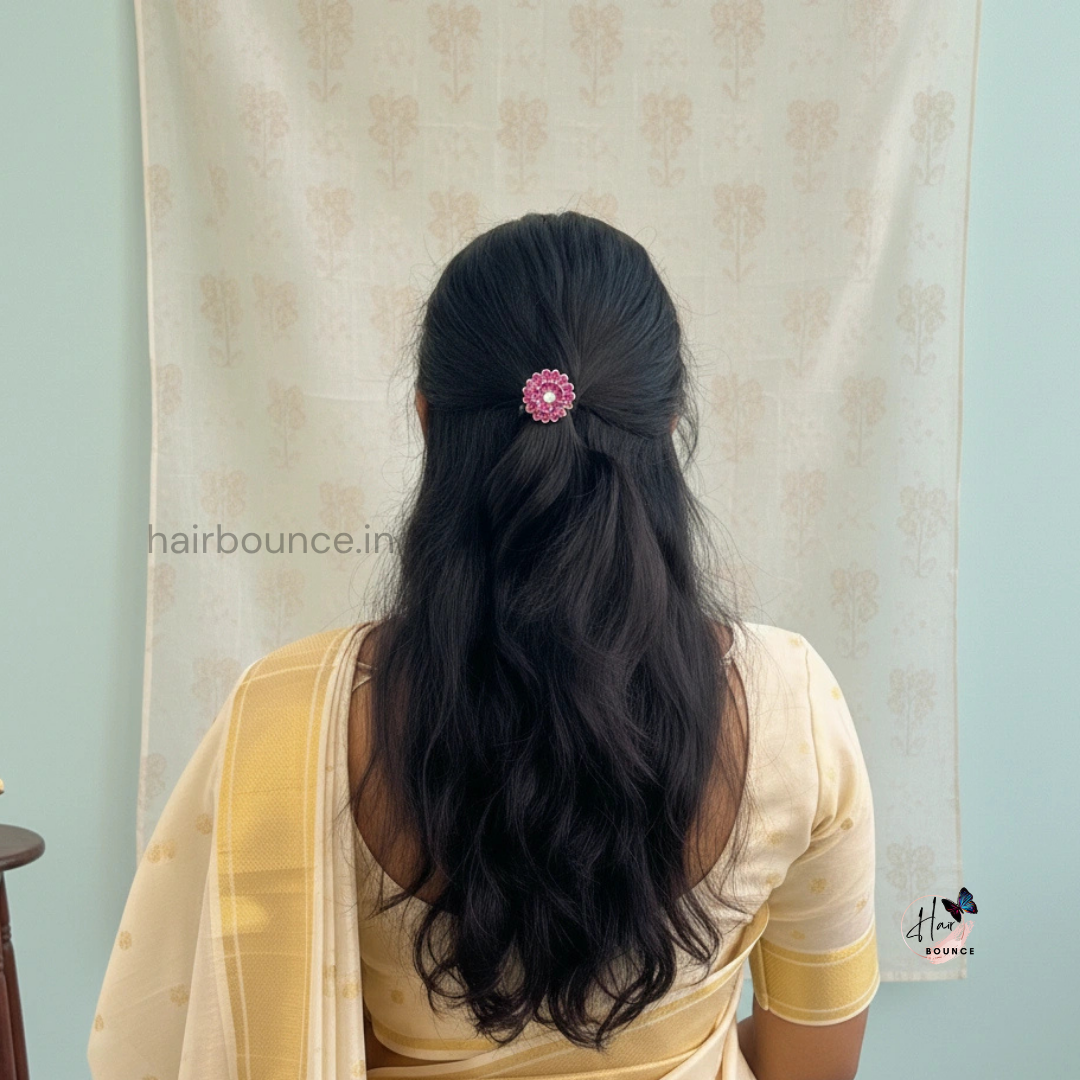 Pink Drop Circle Kundan Hair Band